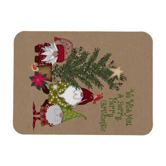 Gnomes Berry Merry Kerstmis Magneet (Horizontaal)