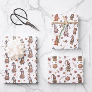 Gnomes Bois Neutres Ensemble de 3 Wraps en feuille