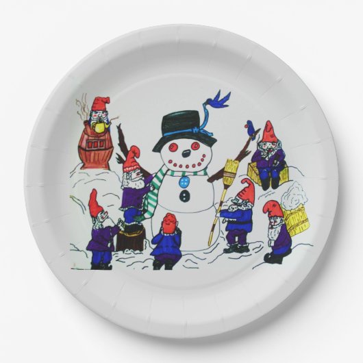 GNOMES BOUILD SNOWMAN PAPIEREN BORDJE (Voorkant)