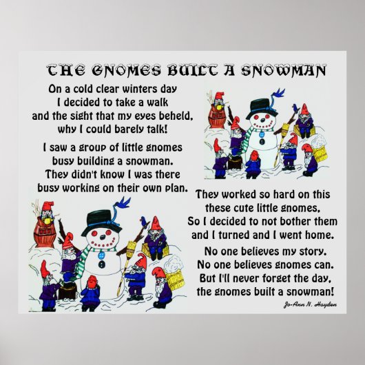 GNOMES BOUILD SNOWMAN POSTER (Voorkant)