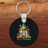 Gnomes Christmas Tree Pajamas Funny Gnome Holiday Sleutelhanger (Voorkant)