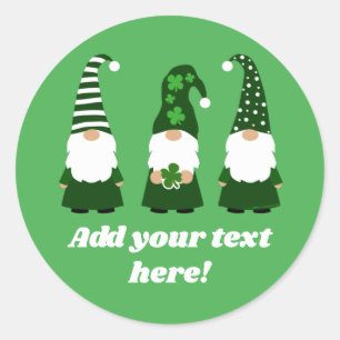 Gnomes Cute Personalized St Patricks Day Gnomen Ronde Sticker