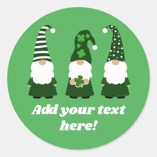 Gnomes Cute Personalized St Patricks Day Gnomen Ronde Sticker (Voorkant)