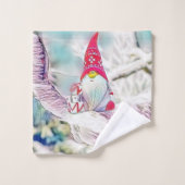 Gnomes dans la peinture à l'aquarelle de la neige (Gant de toilette)