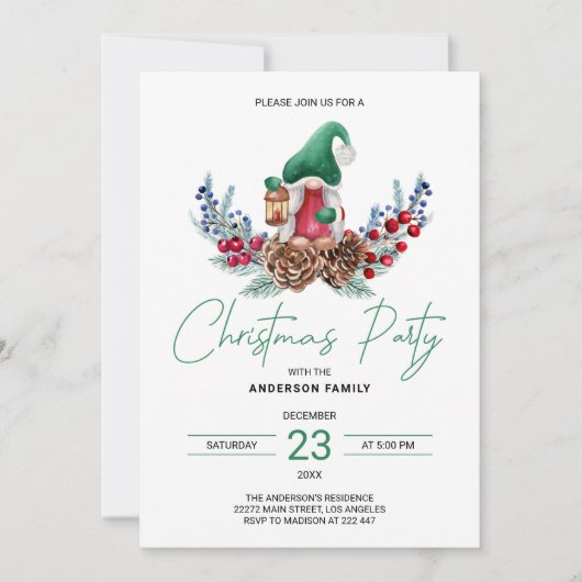 Gnomes de Noël & Pine Cones Invitation (Devant)