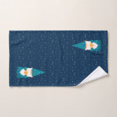 Gnomes de Noël sur fond bleu (Serviette à main)