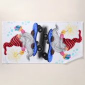 Gnomes de patinage de Noël avec serviette de plage (Devant)