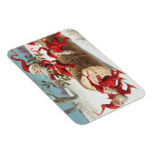 Gnomes dragging a cut tree trunk through the snow magneet (Rechterzijde)