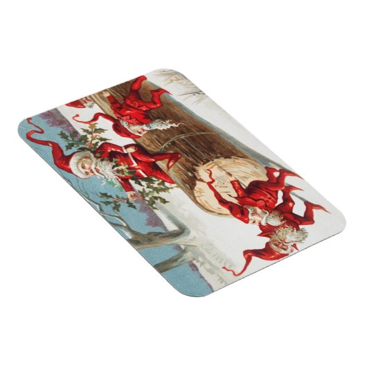 Gnomes dragging a cut tree trunk through the snow magneet (Rechterzijde)