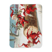 Gnomes dragging a cut tree trunk through the snow magneet (Verticaal)