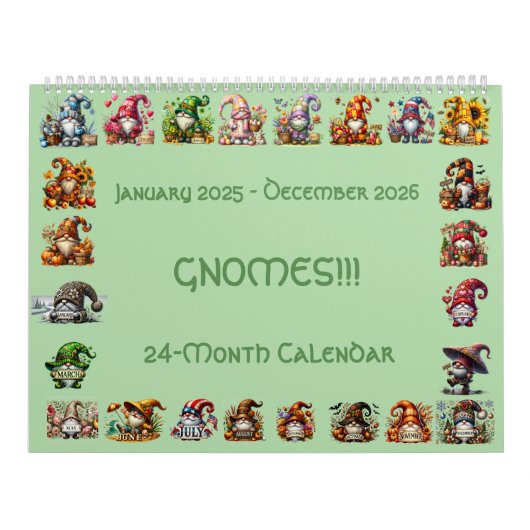 Gnomes en Casquette 2025-2026 Calendrier 24 mois (Protection)