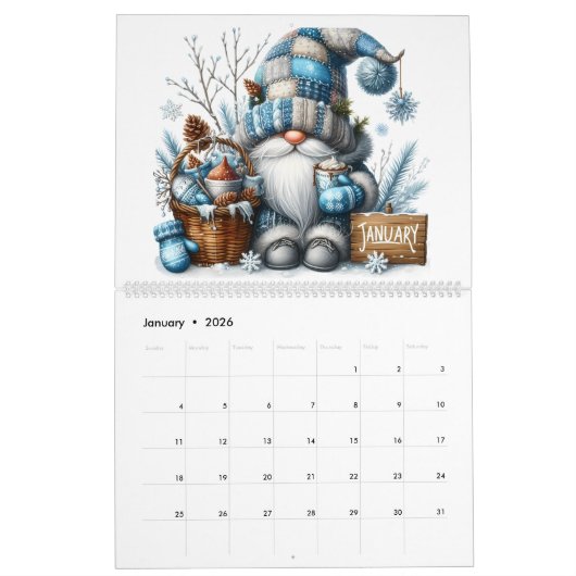 Gnomes en Casquette 2025-2026 Calendrier 24 mois (Jan 2026)