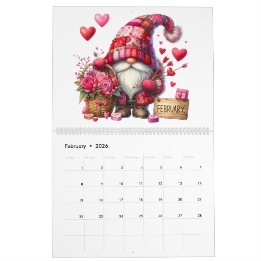 Gnomes en Casquette 2025-2026 Calendrier 24 mois (Feb 2026)