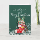 Gnomes en stock Carte de voeux de Noël (Devant)