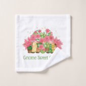Gnomes Floraux Rose Vert Gnome Douce Gnome  (Gant de toilette)