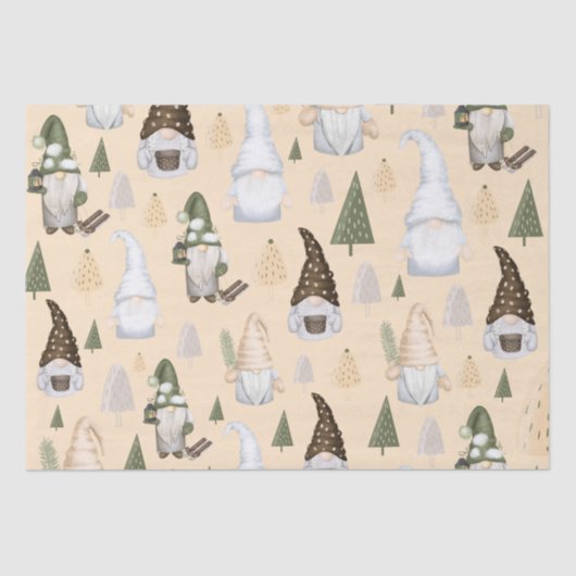Gnomes Forest Beige Tissuepapier (Voorkant)