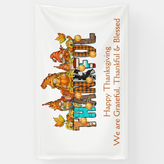 Gnomes Grateful Thankful Blessed Thanksgiving Spandoek (Verticaal)