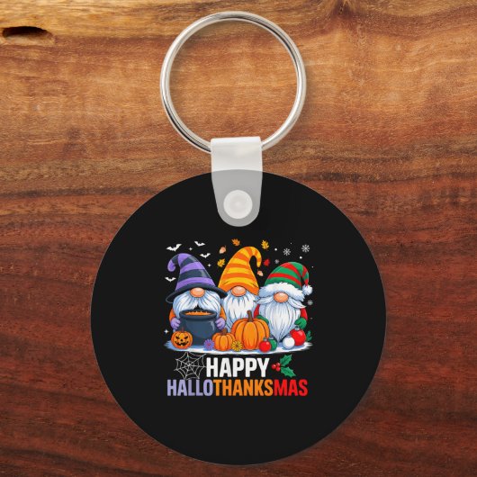 Gnomes Halloween Thanksgiving Happy Hall Sleutelhanger (Voorkant)