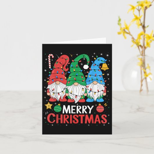 Gnomes Merry kerst lichte familie Gnome Xmas Mat Kaart (Gele Bloem)