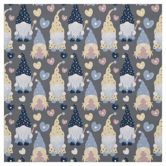 Gnomes mignonnes sur tissu gris par le quartier gr (Échantillon)