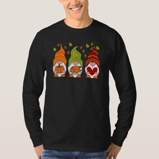 Gnomes Pumpkin Turkey Thanksgiving Day Cute Fall A T-shirt (Voorkant)
