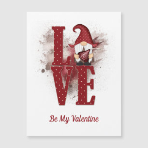 Gnomes Red Love Cute Valentine's day carte magnéti