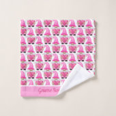 Gnomes roses personnalisées Coeurs Bois Whimsical (Gant de toilette)