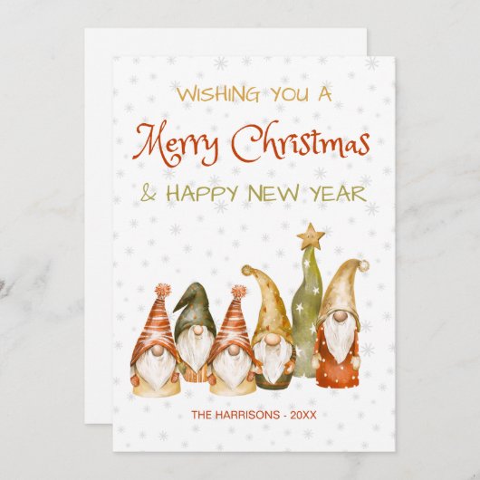 Gnomes Sneeuwvlokken Kerst Feestdagenkaart (Voorkant / Achterkant)