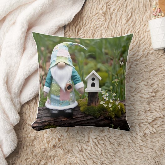 Gnome's Spring Retreat: Vogelhuislandschap Kussen (Deken)
