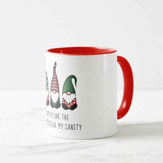 Gnomes Steal My Sanity Funny Gezegde voor Kerstmis Mok (Voorkant rechts)