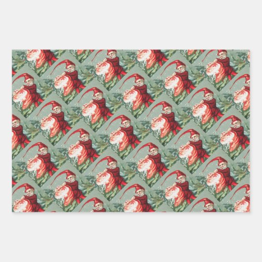 Gnomes sweeping snow with a broom inpakpapier vel (Voorkant 2)