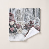 Gnomes vintages dans le dessin de neige (Gant de toilette)