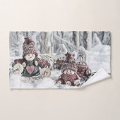 Gnomes vintages dans le dessin de neige (Serviette à main)