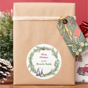 Gnomes Vrolijk Kerstfeest Schattige Scandinavisch Ronde Sticker