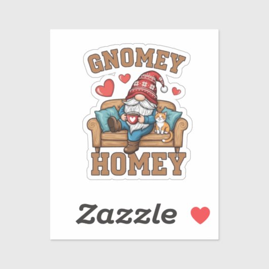 Gnomey homey gnome thuis ontwerp sticker (Vel)