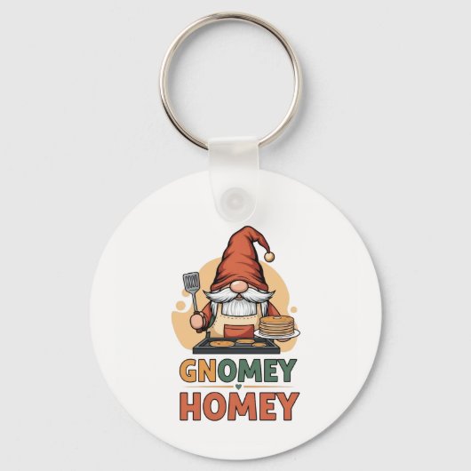 Gnomey huiselijke pannenkoeken ontwerp sleutelhanger (Achterkant)