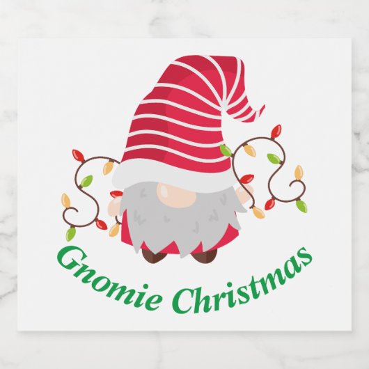 Gnomie Christmas Sparkling Vin Étiquette (Étiquettes simples)
