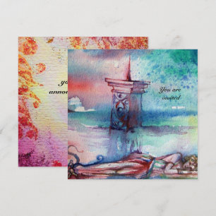 GNOMON AND LADY OF THE LAKE Pink Blue Waterverf Kaart