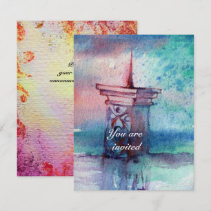 GNOMON AND LADY OF THE LAKE Pink Blue Waterverf Kaart