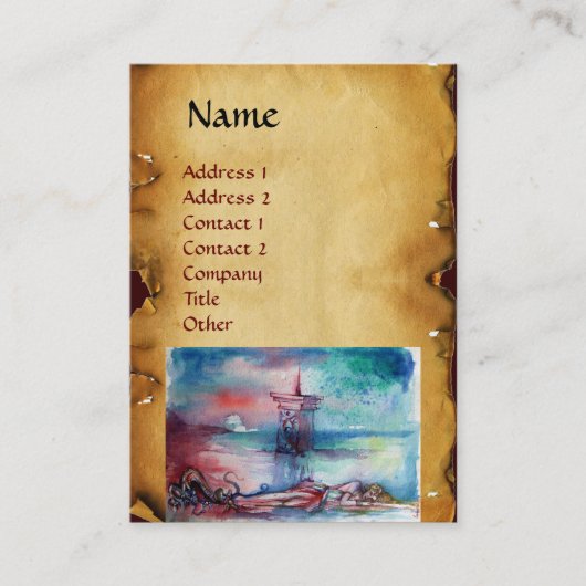 GNOMON EN LADY VAN HET LAKE bruin perkament Visitekaartje (Voorkant)