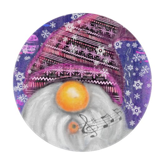 Gnoom in het Paarse Pet voor kerstreces Snijplank (Voorkant)