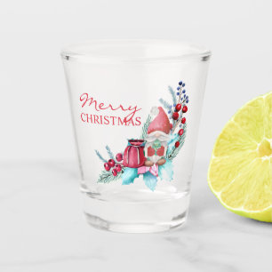 Gnoom met kerstcadeautas shot glas
