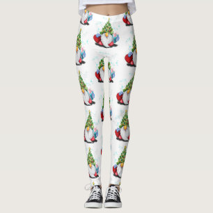 Gnoom met Pet met kerstbomen en cadeautjes - flauw Leggings