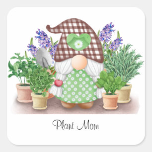 Gnoom met pigtails paarse lilacs plant moeder vierkante sticker