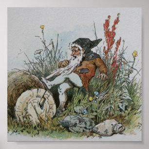 Gnoom met zijn baard op een log poster