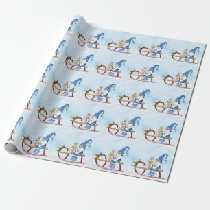 Gnoom voor kerst Gedecormeerde Sleigh Cadeaupapier