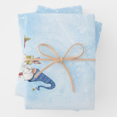 Gnoom voor kerstdecorrede drie ontwerpen inpakpapier vel (In situ)