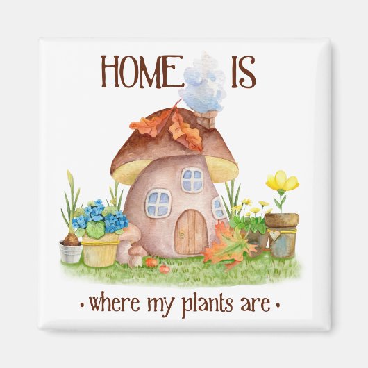 Gnoome home paddenstoel planten bloemen tuin magneet (Voorkant)