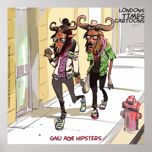 Gnu Leeftijd Hipsters Grappig Rick Londen Poster (Voorkant)