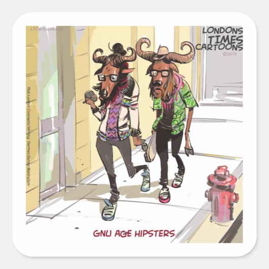 Gnu Leeftijd Hipsters Grappig Vierkante Sticker (Voorkant)